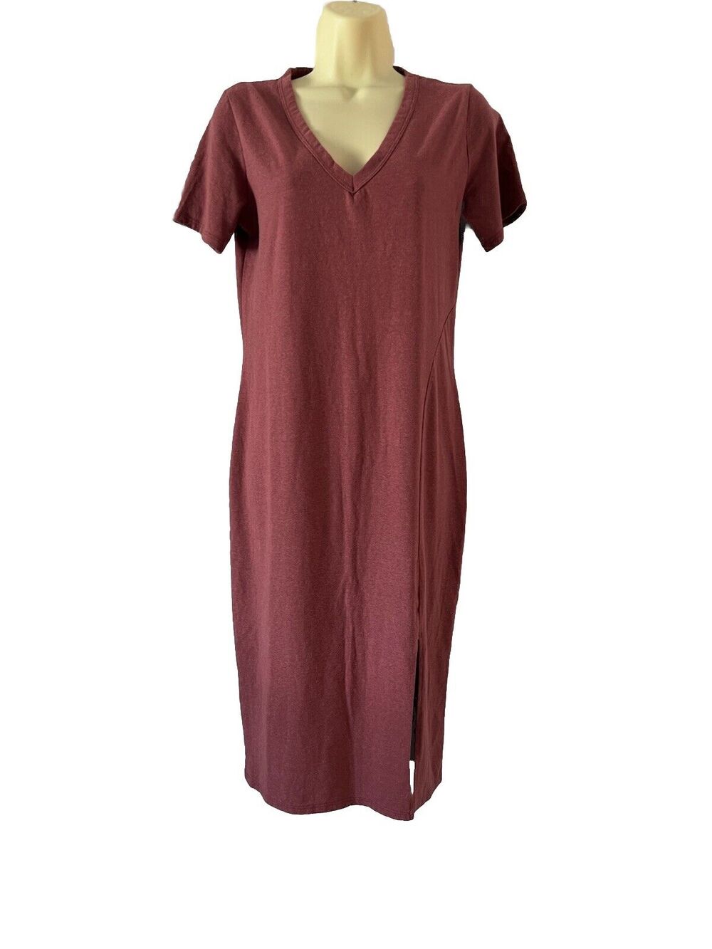 Socialite Clay Pink Knit Casual Dress Size Small Midi Tee Shirt Bodycon Pullover